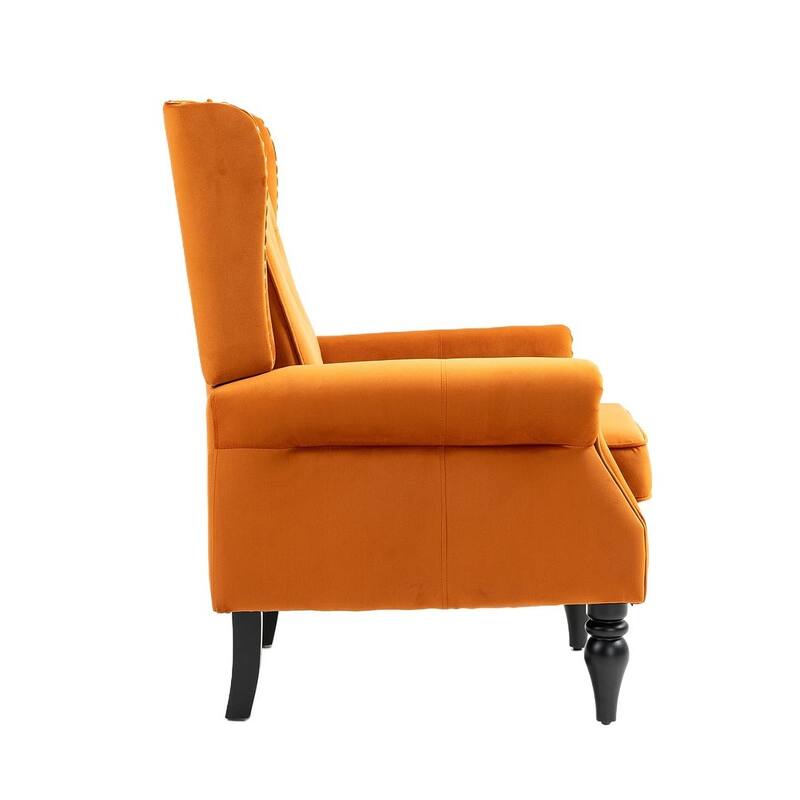 Transitional Wingback Accent Chair Armchair with Sturdy Wood Legs