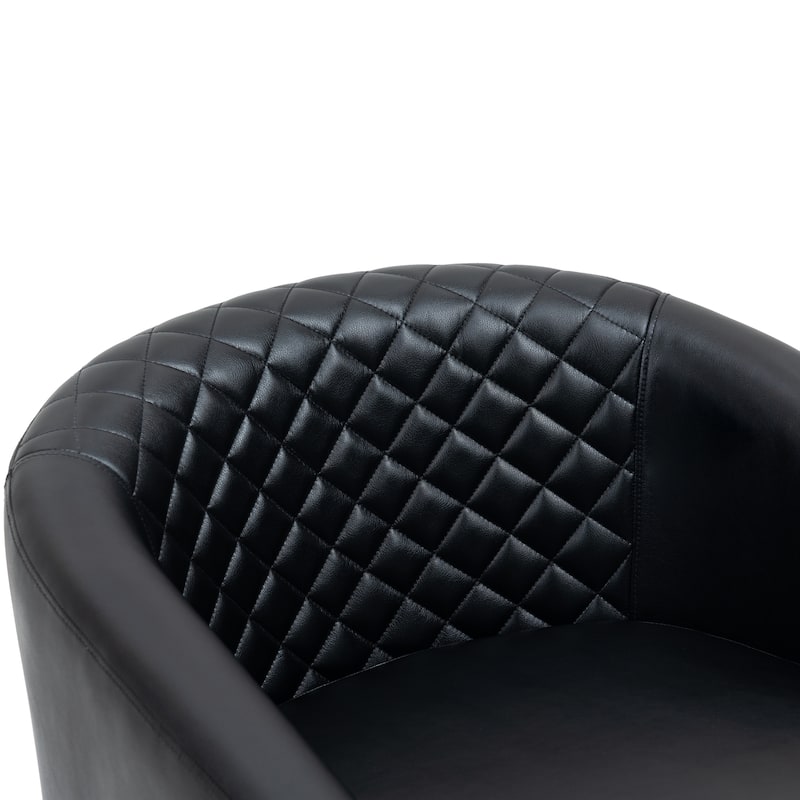 Modern Leather Nailheads Trim Barrel Accent Chairs with Wood Legs