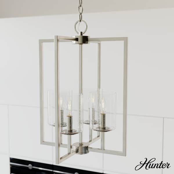 slide 2 of 10, Hunter Kerrison Geometric Pendant - Seeded Glass - Square or Linear - Dining Room, Entry, Island - Contemporary, Industrial 15" X 21" - 4 Light - Brushed Nickel