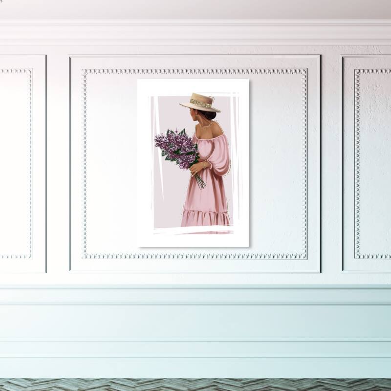 Wynwood Studio Fashion and Glam Purple Bouquet Simple Pink and Modern & Contemporary Wall Art Canvas Print - 45 x 30