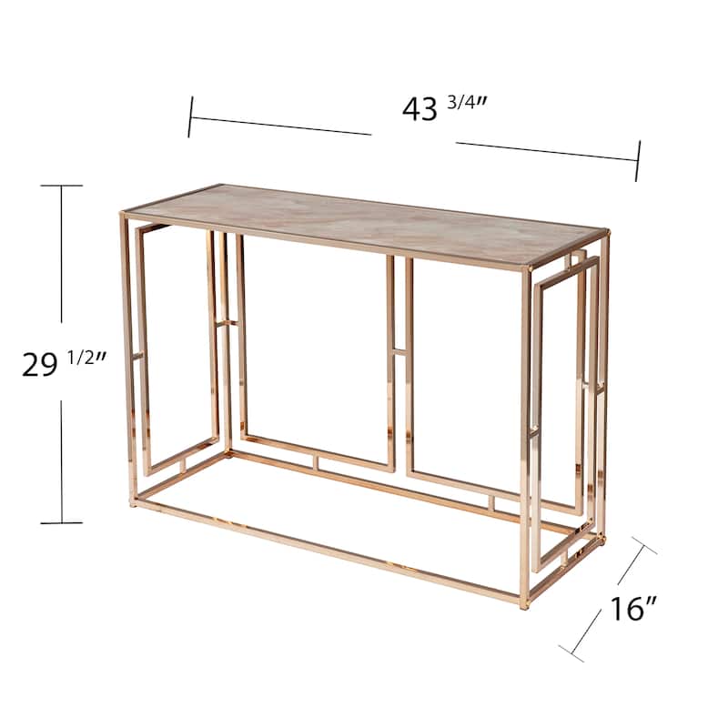 SEI Furniture Simons Faux Marble Geometric Console Table