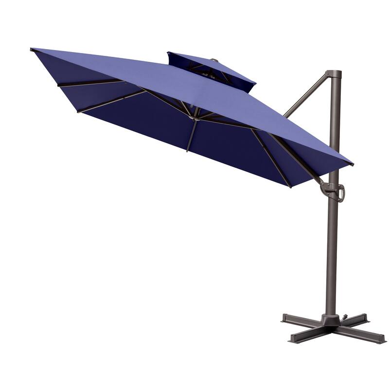 10 x 13 Feet Double Top Rectangular Patio Offset Cantilever Umbrella Aluminum with Crank