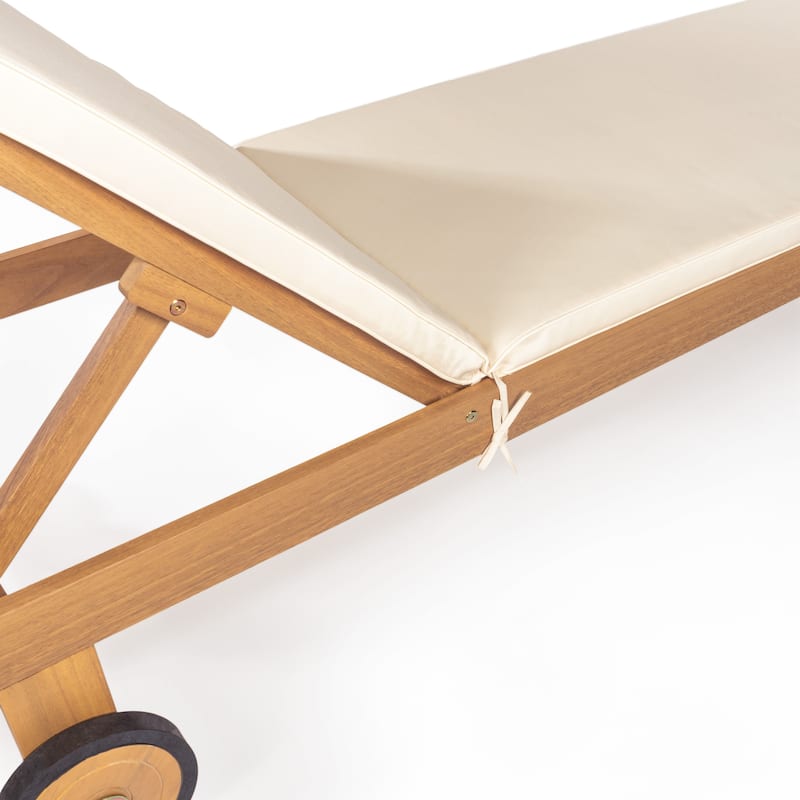 Adjustable Outdoor Chaise Lounge w/ Cushion & Wheels - JONATHAN Y