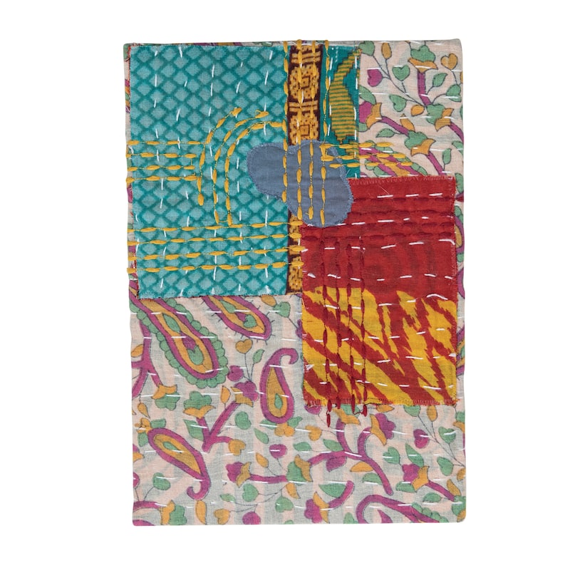 Cotton Kantha Bound Paper Journal - 7.0"L x 10.0"W x 1.0"H - Multi - 7.0"L x 10.0"W x 1.0"H