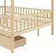 preview thumbnail 48 of 47, Wooden Twin Size House Bed with Roof, Guardrail and Drawers