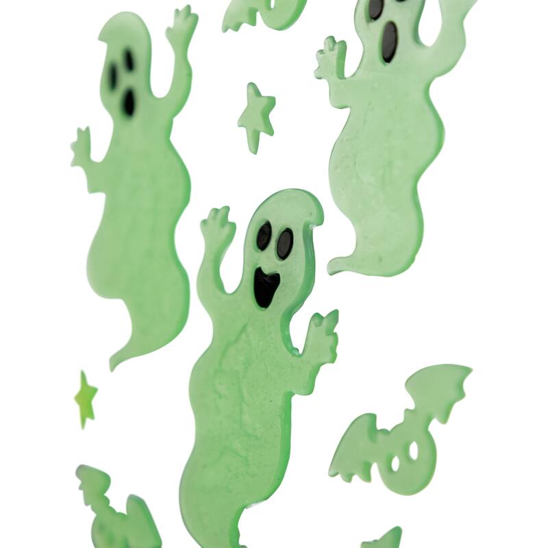 Glow In The Dark Ghosts Halloween Gel Window Clings - 9pc