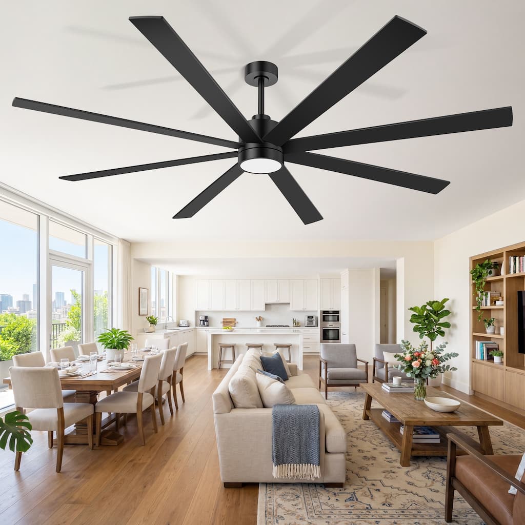 72" Ceiling Fan with Light, 8 Blade, 6 Speed Remote Control, 3 Color Temps