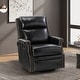 preview thumbnail 38 of 88, Echidna 29.6" Transitional Genuine Leather Swivel Rocker Nursery Chair with Nailhead Trim by HULALA HOME BLACK