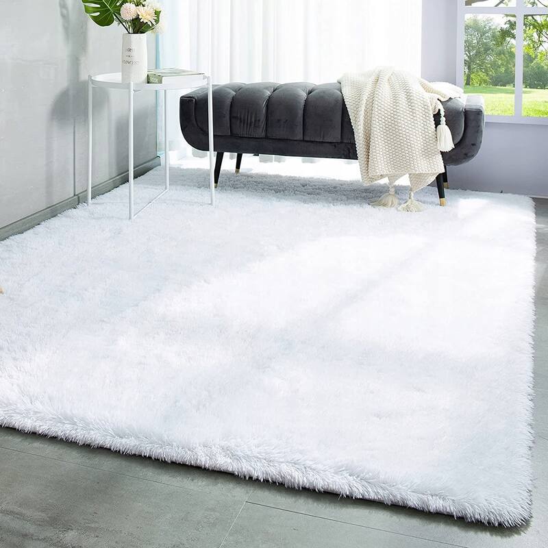 Soft Indoor Area Rug Modern Fluffy Home Carpet - 4' x 5.3'