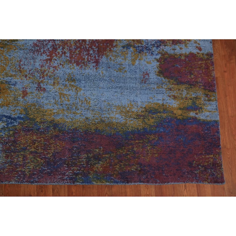 All-Over Colorful Abstract Indian Area Rug Handmade Wool Carpet - 9'11"x 13'1"