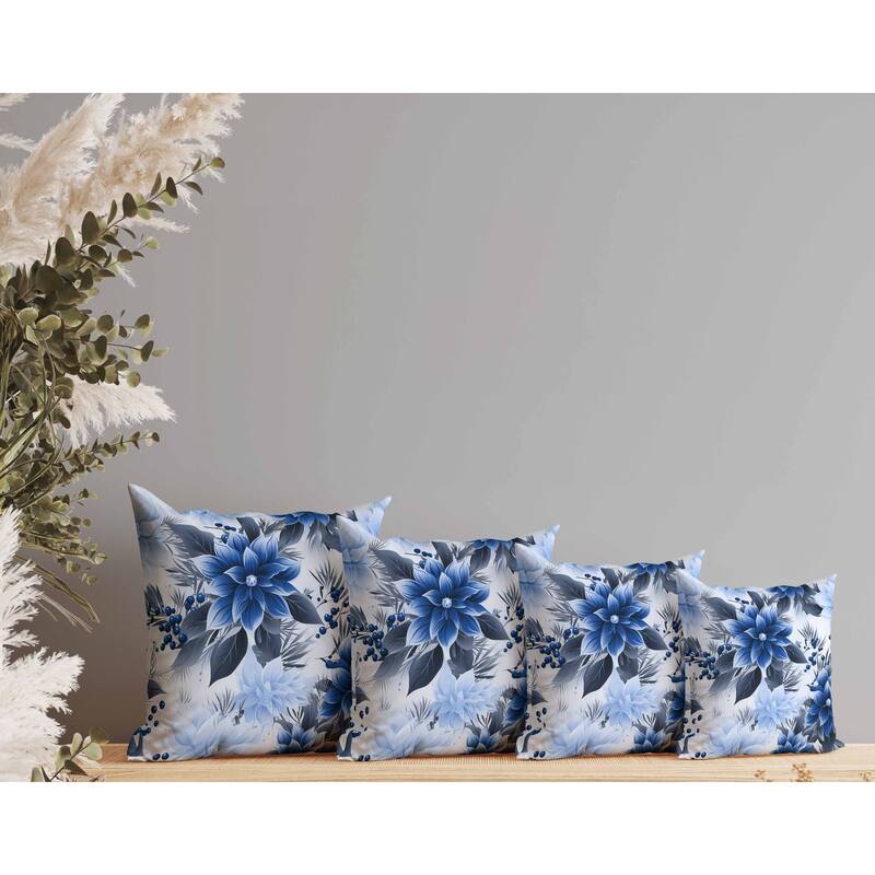 Holiday Sparkle Faux Suede Reversible Throw Pillow Blue and Grey