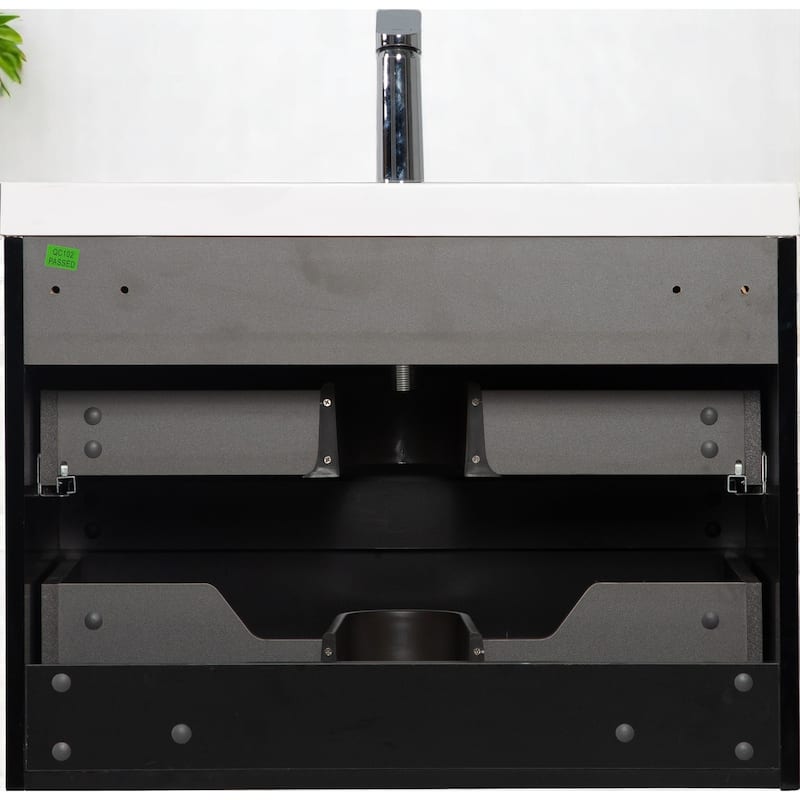 30" Floating Bathroom Vanity with Sink, Modern Wall-Mounted Cabinet, Resin Countertop, Soft Close Drawers