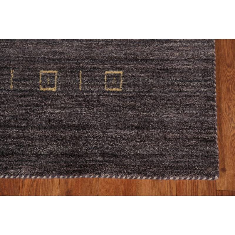 Charcoal Gabbeh Indian Area Rug Handmade Wool Carpet - 4'11"x 7'10"