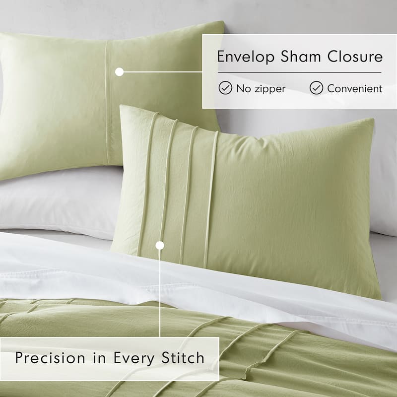 Chelsea Square Evans Pinch Pleated Soft Washed Boho Duvet Cover Set