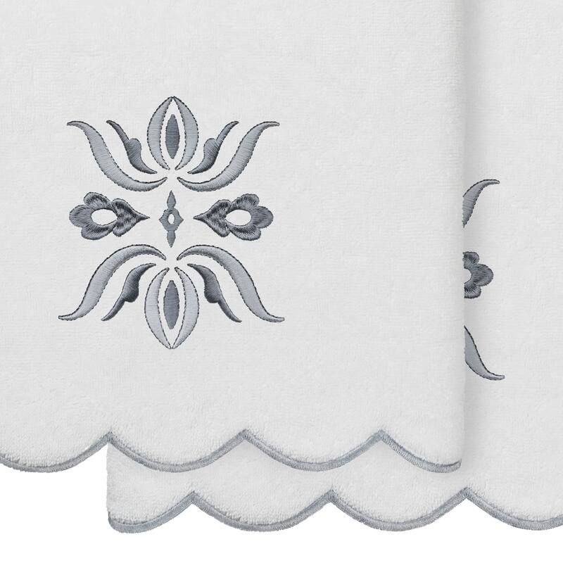 Authentic Hotel and Spa 100% Turkish Cotton FLOWER CREST Scallop Towel Collection