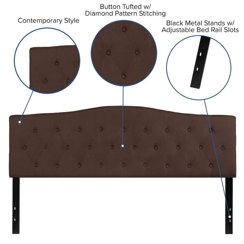 Arched Button Tufted Upholstered Headboard