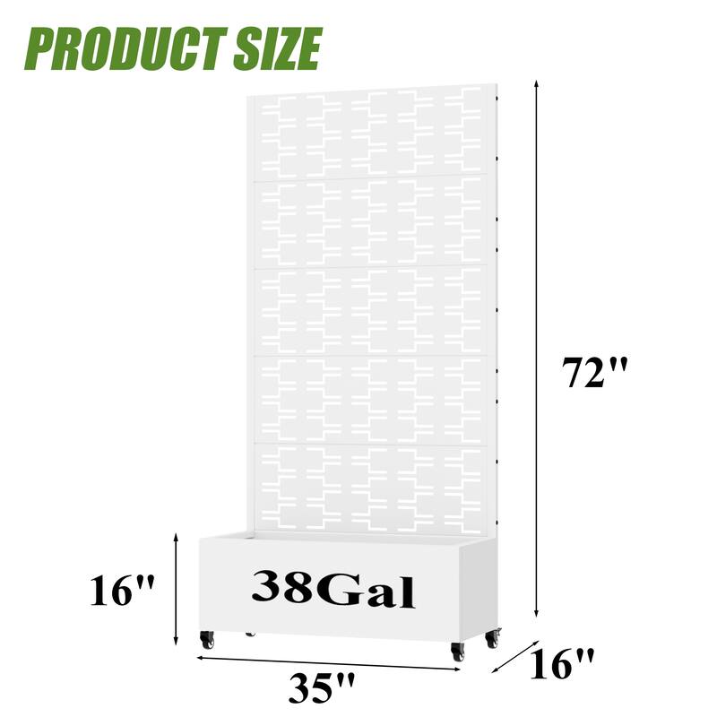 Metal Planter Box with Trellis Privacy Screen Planter Box with Lockable Wheels