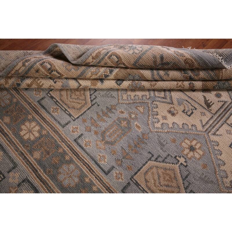 Tribal Geometric Khotan Oriental Area Rug Handmade Wool Carpet - 8'11" x 12'2"