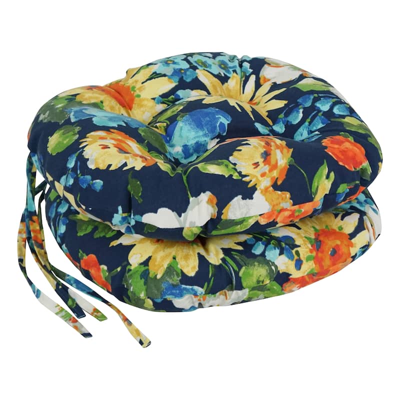 16-inch Round Tufted Indoor/Outdoor Chair Cushions (Set of 2) - 16" - Alfinia Fresco Caspian