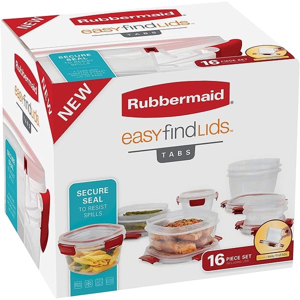 Rubbermaid Easy Find Lids 14-Cup Food Storage Container, Clear with Red Tabs