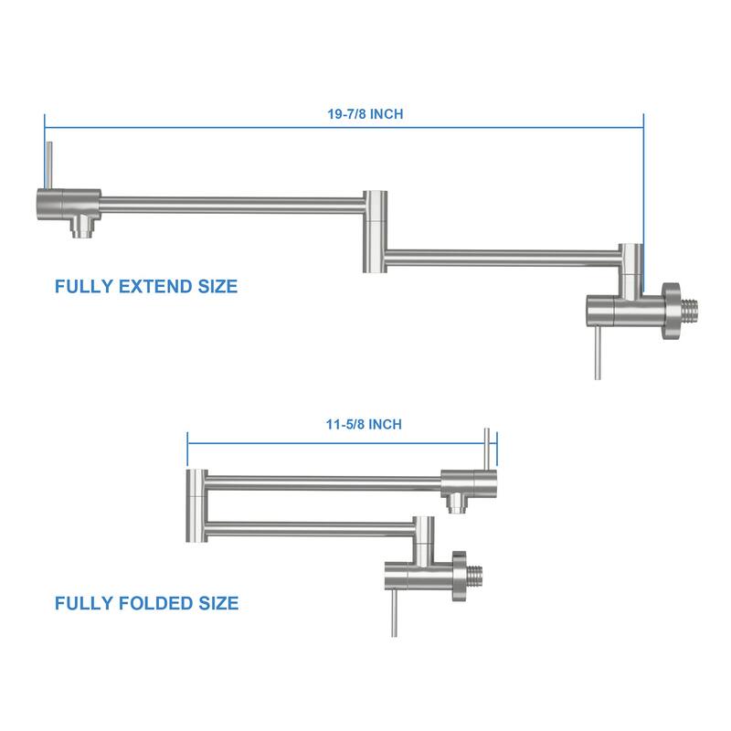 Topcraft Pot Filler Wall Mount Folding Kitchen Faucet