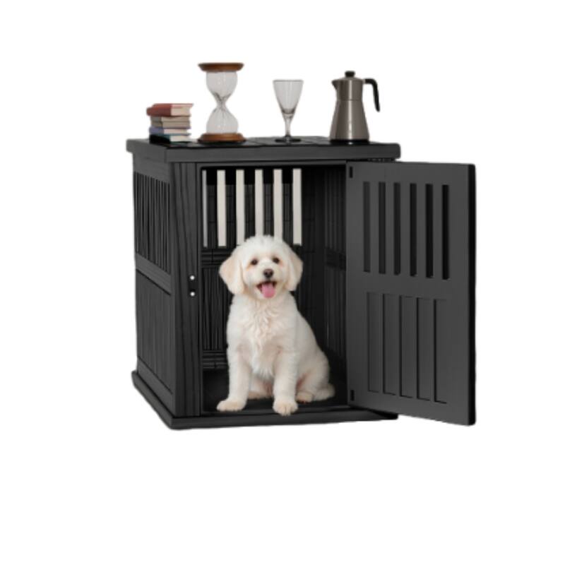 129 Black Indoor Dog Cage Sturdy Modern Design - Black