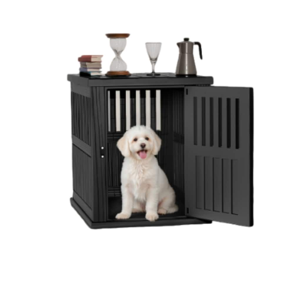 129 Black Indoor Dog Cage Sturdy Modern Design