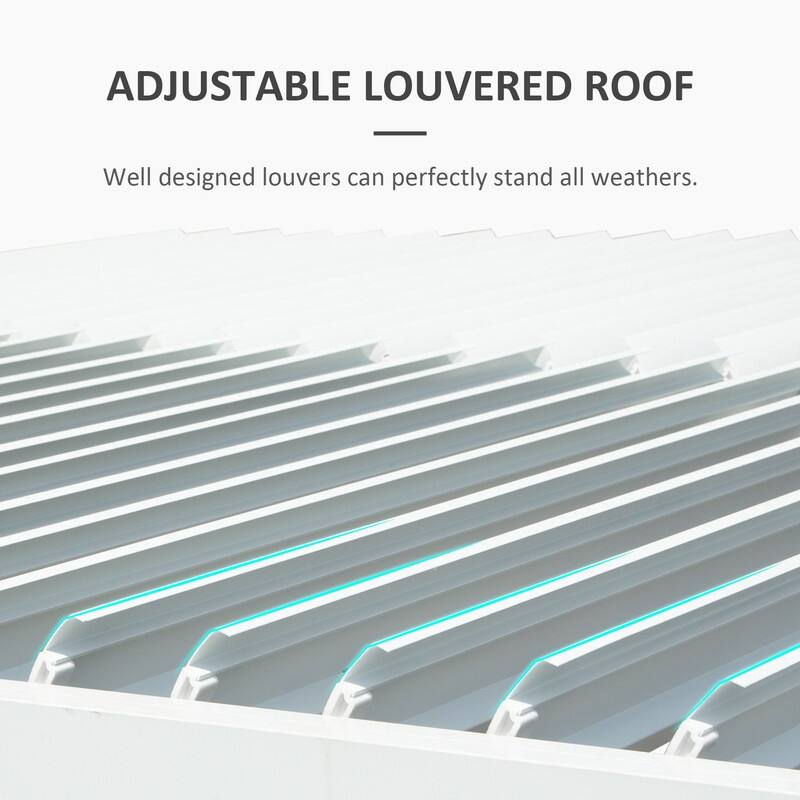 Domi Louvered Pergola 10' x 10', Aluminum Outdoor Pergola with Adjustable Louvers, Full Aluminum Frame, Built-in Gutter System