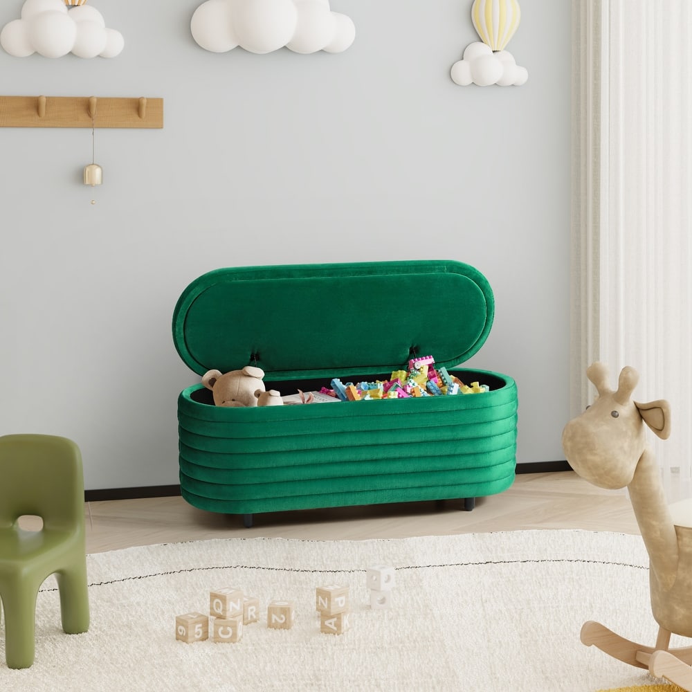 Farrah Velvet Polyester Flip Top Storage Ottoman - 42"