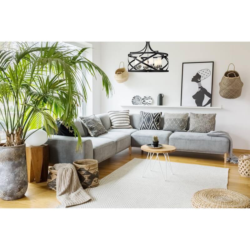 Malcalester 6 Light Pendant - Matte Black + Brushed Nickel