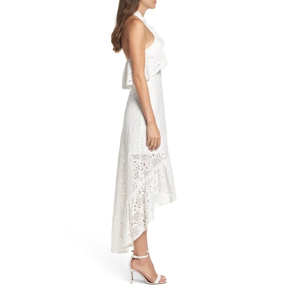 white halter high low dress
