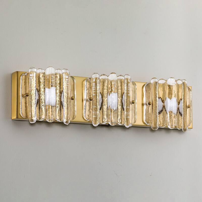 3-Light LED Bathroom Vanity Light with Rippled Glass Shade