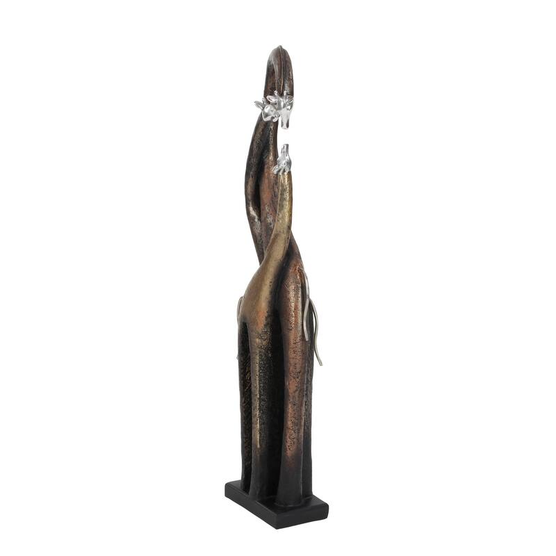 Polystone Giraffe Sculpture - Brass - Roche River Decor - 3"W x 5"L x 22"H