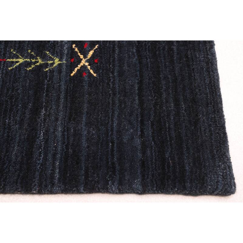 ECARPETGALLERY Hand Loomed Kashkuli Gabbeh Dark Navy Wool Rug - 5'0 x 7'9