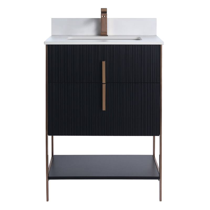 Fine Fixtures Serenity Modern Bathroom Vanity with White Stone Top
