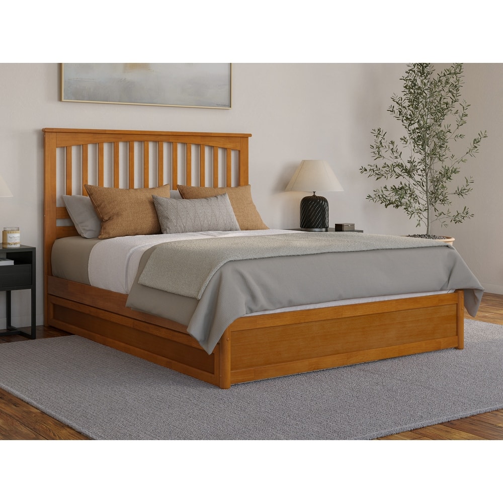 Everett Platform Bed with Panel Footboard and Twin XL Trundle