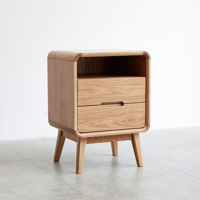 Wood Bedside Cabinet Side Table with Drawers, Natural File Cabinet Lamp Table Corner Table Dressing Table