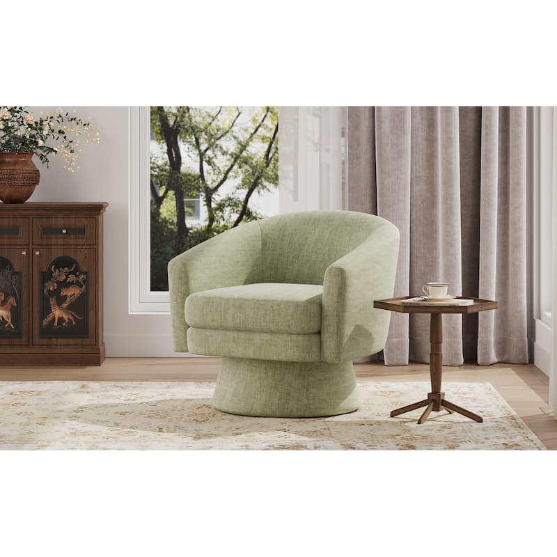 Roomfitters Contemporary 360° Swivel Barrel Chair, Premium Chenille Upholstered Accent Lounge Chair with Plush Cushioning, Green