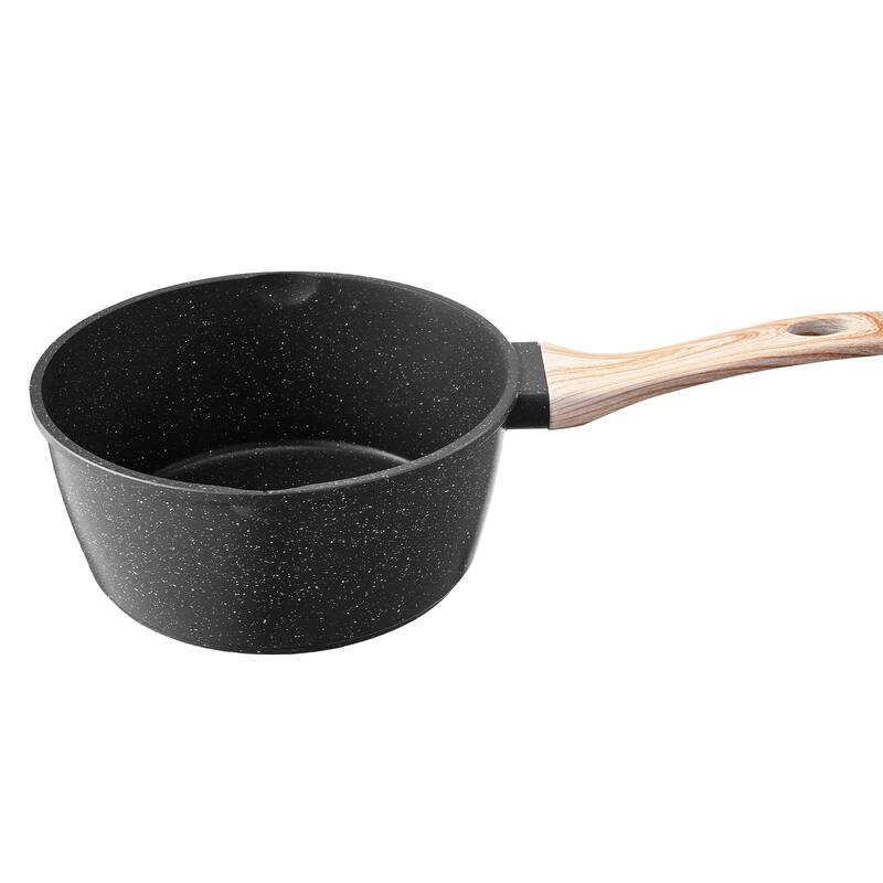 Anmytek 2.5 QT Nonstick Granite Saucepan with Lid Aluminum Alloy for Simmering Boiling All Stovetops