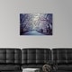 preview thumbnail 15 of 28, Great Big Canvas "Cherry blossoms in Central Park's in New York City." Muted Blue Black Wrapped Canvas Print Wall Artwork