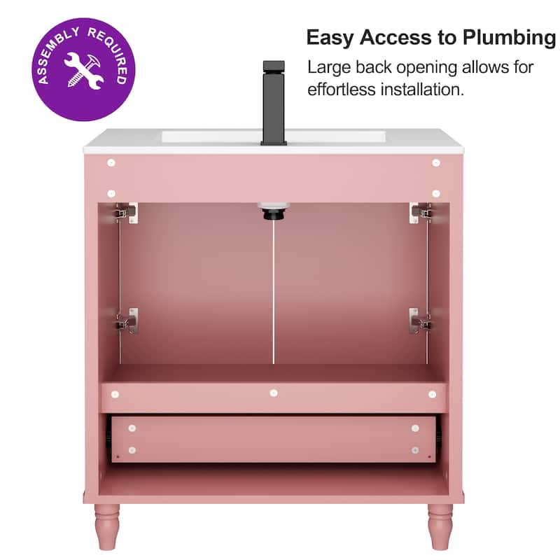 Lace Trim Freestanding Bathroom Vanity Set - Perfect for Bathrooms