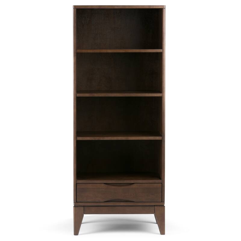 WYNDENHALL Pearson SOLID HARDWOOD 60 x 24 inch Mid Century Modern Bookcase with Storage - 24"w x 16"d x 60"h