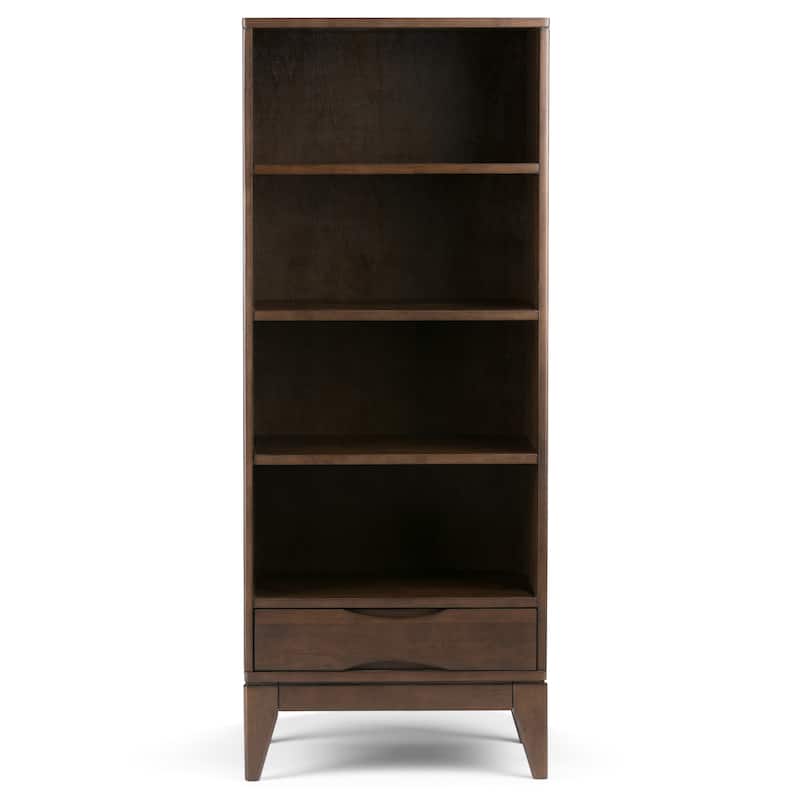 WYNDENHALL Pearson SOLID HARDWOOD 60 x 24 inch Mid Century Modern Bookcase with Storage - 24"w x 16"d x 60"h