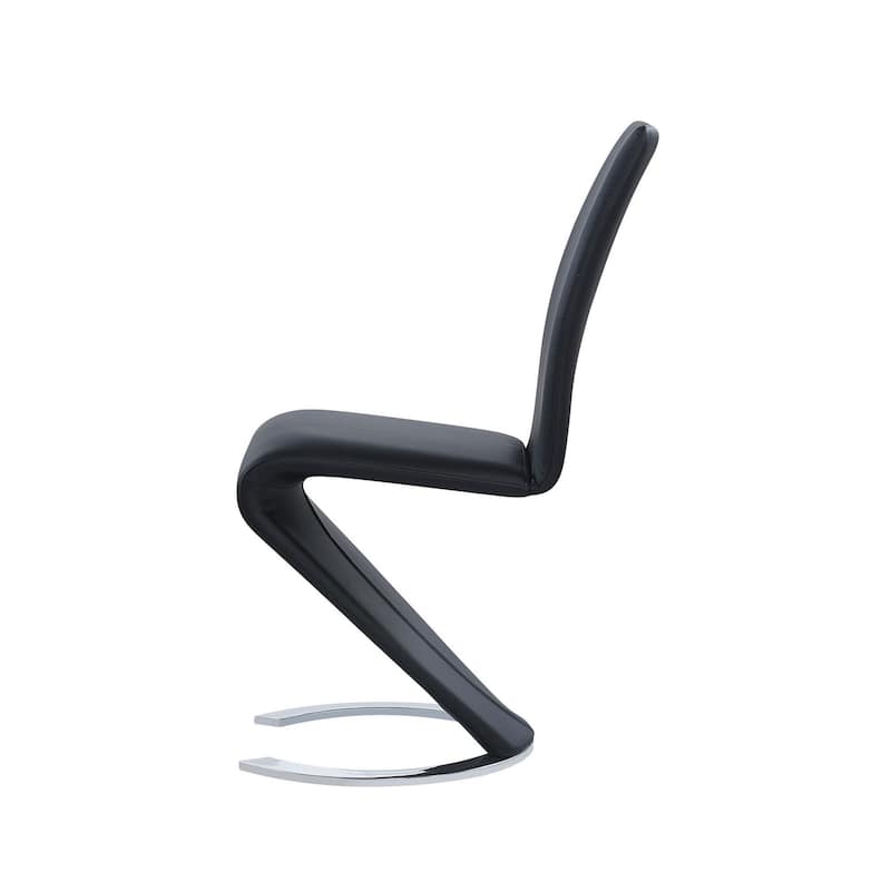 HomeRoots Set of Two Black and Silver Upholstered Faux Leather Dining Parsons Chairs