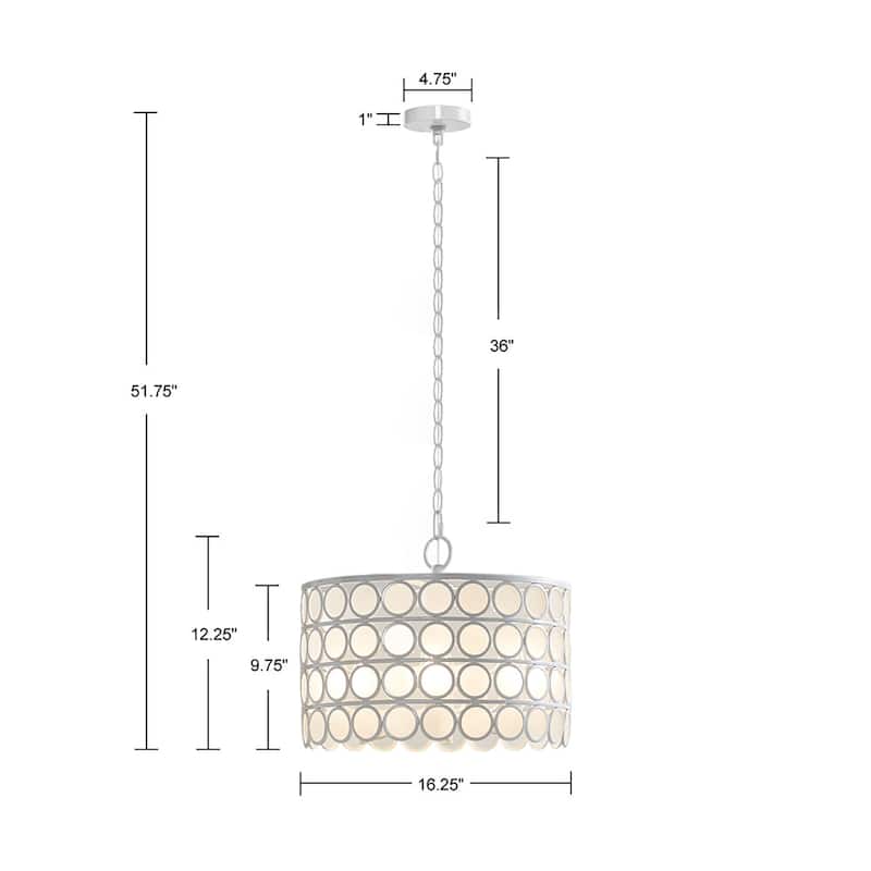 Hampton Hill Abbot White 4-Light Glass Drum Shade Chandelier