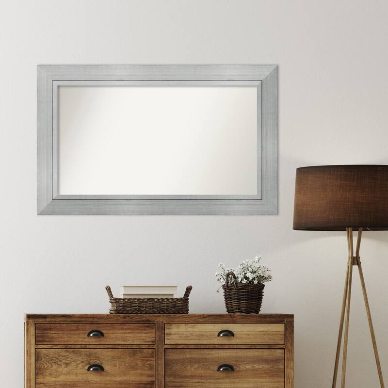 Romano Silver Framed Non-Beveled Custom Wall Mirror, Bathroom Vanity Mirror