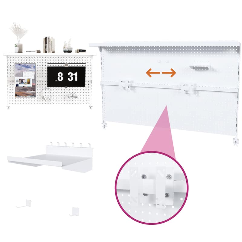 Anmytek Metal Desk Mounted Pegboard Monitor Stand Office Organizer Storage Riser White Modern