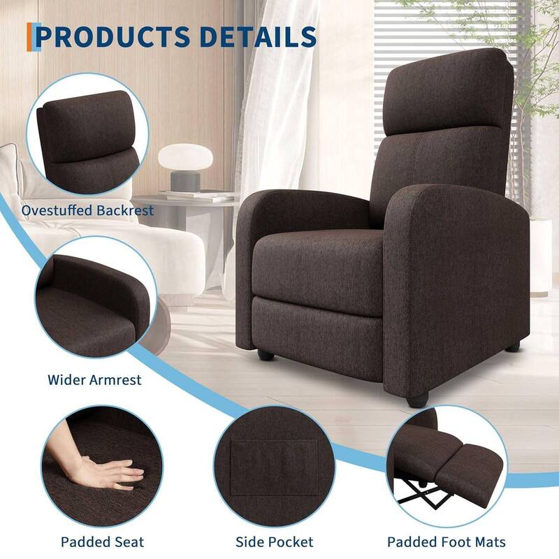 Linen Fabric Manual Recliner Sofa Chair for Living Room, Home