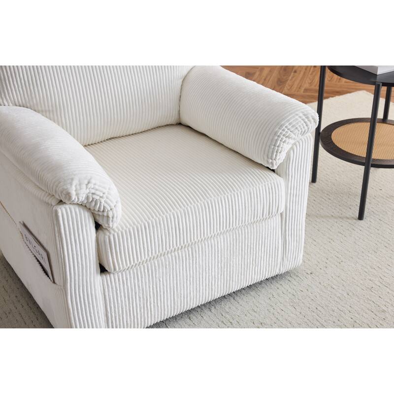 33" Oversized Plush Cushioned Swivel Corduroy Lounge Chair