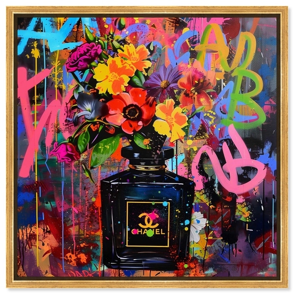 Graffiti Floral Perfume II Canvas Graffiti Art by Art Remedy - Bed